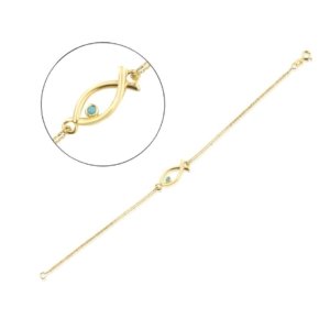 Balıklı Mavi Taşlı Zincirli Bileklik