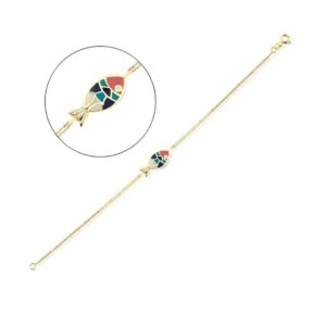 Balıklı Mineli Taşsız Zincirli Bileklik