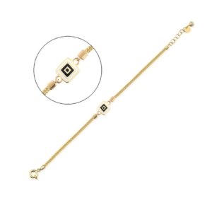 Kare Model Mineli Zincirli Bileklik