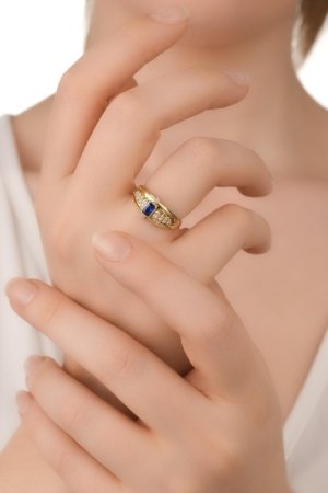 Lacivert Taşlı Yüzük