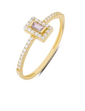 Minimalist Kenarları Taşlı Baget Yüzük