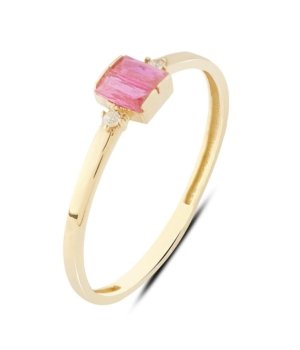 Minimalist Pembe Taşlı Baget Yüzük
