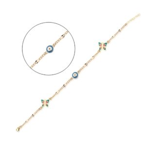 Nazar Boncuklu Renkli Kelebekli Çocuk Bileklik