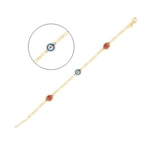 Nazar Boncuklu Renkli Kelebekli Çocuk Bileklik