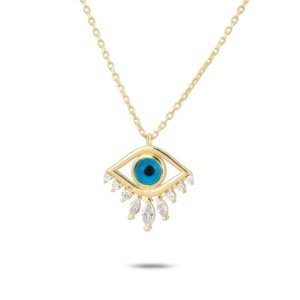 Taşlı Göz Boncuklu Kolye