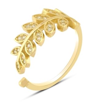 Taşlı Yaprak Yüzük