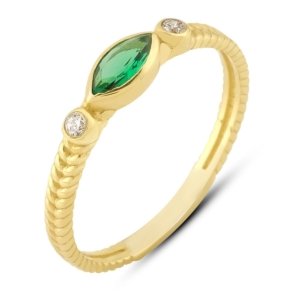 Yeşil Taşlı Elips Yüzük