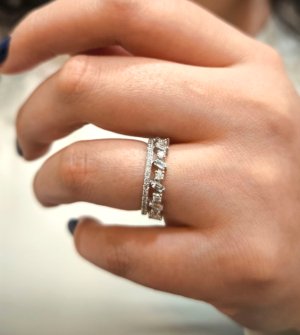 0,61 Karat Pırlanta Yarımtur Taç Yüzük