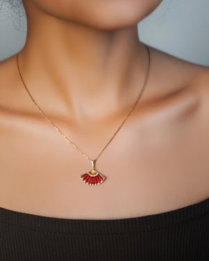 0.04 Karat Rose Pırlanta Yelpaze Kolye