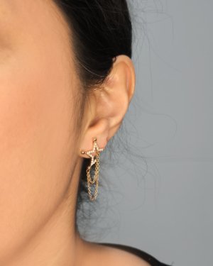 0.30 Karat Rose Pırlanta Yıldız Küpe