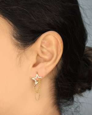 0.30 Karat Rose Pırlanta Yıldız Küpe